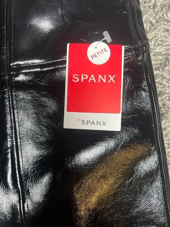 SPANX Shiny Faux-Leather High-Rise Leggings - Black - Picture 2 of 5